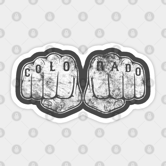 Fight for Colorado! Vintage tattoo design on fists Sticker by MalmoDesigns